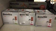 QUANTITY OF ITEMS TO INCLUDE BREVILLE BLEND ACTIVE PERSONAL BLENDER & SMOOTHIE MAKER | 350W | 2 PORTABLE BLEND ACTIVE BOTTLES (600ML) | LEAK PROOF LIDS | WHITE & PINK [VBL248]: LOCATION - E RACK