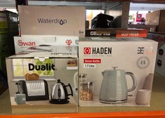 QUANTITY OF ITEMS TO INCLUDE HADEN DEVON GREEN KETTLE - 1.7L CAPACITY, BPA-FREE - AUTO-SHUTOFF & BOIL-DRY PROTECTION - CORDLESS DESIGN - 3000W FAST BOIL KETTLE - REMOVABLE FILTER: LOCATION - E RACK