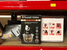 QUANTITY OF ITEMS TO INCLUDE RUSSELL HOBBS DESIRE ELECTRIC FRUIT & VEGETABLE MINI CHOPPER, 1L GLASS BOWL WITH 500ML FOOD CAPACITY & STORAGE LID, DISHWASHER SAFE PARTS, STAINLESS STEEL BLADES, ONE TOU