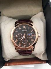 MENS LA BANUS WATCH GOLD COLOUR CASE BROWN LEATHER STRAP GIFT BOX INCLUDED: LOCATION - A RACK