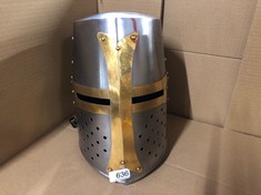 MEDIEVAL KNIGHT BRASS CRUSADER HELMET: LOCATION - F RACK