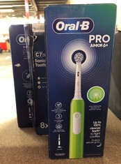 QUANTITY OF ITEMS TO INCLUDE ORAL-B PRO JUNIOR KIDS ELECTRIC TOOTHBRUSH, 1 TOOTHBRUSH HEAD, 3 MODES WITH KID-FRIENDLY SENSITIVE MODE, FOR AGES 6+, 2 PIN UK PLUG, GREEN: LOCATION - G RACK