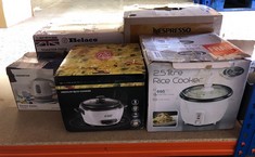 QUANTITY OF ITEMS TO INCLUDE RUSSELL HOBBS ELECTRIC RICE COOKER - 1.2KG (6 PORTION - 145G PER SERVING) REMOVABLE NON STICK BOWL, DISHWASHER-SAFE BOWL & LID, STEAMER BASKET, MEASURING CUP & SPOON INC,