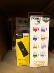 QUANTITY OF ITEMS TO INCLUDE WAHL COLOUR CODED PLASTIC COMB ATTACHMENTS, COMBS FOR STANDARD MULTI CUT CLIPPERS, DURABLE PLASTIC COMBS, SET OF 8, EASY ORGANISATION, CLIPPER GUIDE COMBS, ADDITIONAL CUT