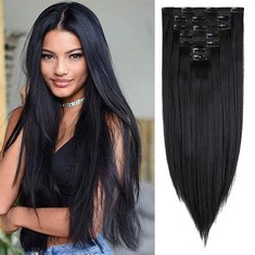 QUANTITY OF ASSORTED ITEMS TO INCLUDE ZAIQUN CLIP IN HAIR EXTENSIONS 7PCS 16 CLIPS 23 INCH STRAIGHT SYNTHETIC HAIRPIECE NATURAL BLACK HAIR EXTENSION FULL HEAD CLIP IN ON DOUBLE WEFT HAIR EXTENSIONS: