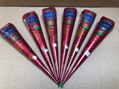 31 X 6 FRESH QUALITY KAVERI DARK BROWN NATURAL HENNA MEHNDI CONES TEMPORARY TATTOOS - TOTAL RRP £142: LOCATION - A RACK