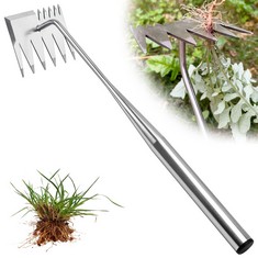 20 X WEED REMOVER TOOL 6 TEETH UPROOTING WEEDING TOOLS FOR GARDEN DANDELION REMOVAL TOOL STAINLESS STEEL MULTI PURPOSE HAND WEEDER TOOL FOR BACKYARD PATIO LAWN FARM PLANTING GARDEN WEED PULLER ROOT R