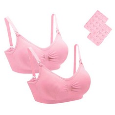 9 X AIGORI NURSING BRAS PACK OF 2, SEAMLESS WIREFREE MATERNITY BRA FOR MOTHERHOOD PREGNANCY BREASTFEEDING SLEEPING WITH EXTENDERS M PINK - TOTAL RRP £112: LOCATION - A RACK