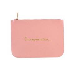 QUANTITY OF ASSORTED ITEMS TO INCLUDE THE VINTAGE COSMETIC COMPANY PINK COSMETIC BAG, ONCE UPON A TIME FAUX LEATHER DESIGN, CLUTCH MAKE UP BAG FOR HANDBAG WITH ZIP, PINK AND GOLD DESIGN: LOCATION - A