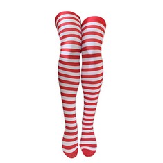 QUANTITY OF ASSORTED ITEMS TO INCLUDE  RED WHITE STOCKINGS THIGH HIGH STRIPED OVER KNEE SOCKS FOR WOMEN GIRLS- SIZE CUTE: LOCATION - A RACK