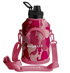 17 X HYDRATE CARRIER SLEEVE FOR STAINLESS STEEL XL JUG 1.3 LITRE - NEOPRENE SLEEVE WITH PHONE POUCH - WATER BOTTLE HOLDER WITH STRAP AND STORAGE CASE - HYDRATION ACCESSORIES FOR TRAVEL (PINK CAMO) -