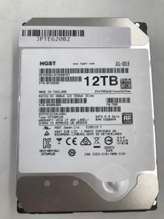 HGST WD ULTRASTAR 12TB SATA 7200RPM HARD DRIVE.  [JPTE62082]: LOCATION - A RACK