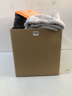 BOX OF ASSORTED ITEMS INC GREY BLANKET