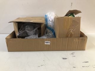 BOX OF ASSORTED ITEMS INC DIGITAL ULTRASONIC CLEANER