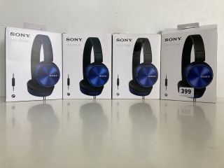 4 X SONY HEADPHONES MDR-ZX310AP