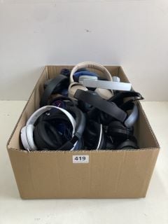 BOX OF ASSORTED SONY HEADPHONES