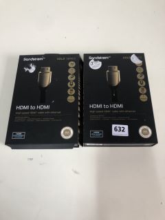 2 X SANDSTROM HDMI TO HDMI CABLES