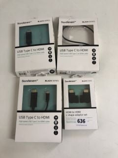 4 X ASSORTED SANDSTROM ITEMS INC HDMI TO HDMI L-SHAPE ADAPTOR SET