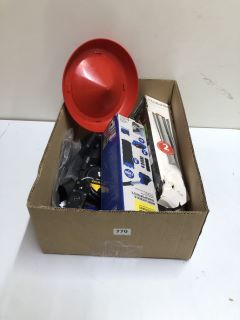 BOX OF ASSORTED ITEMS INC. ROLSON 2.0M X 12MM CABLE LOCK