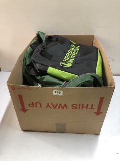 BOX OF ASSORTED ITEMS INC HEINEKEN DUFFLE BAG