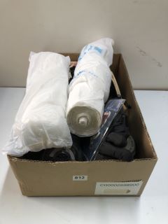 BOX OF ASSORTED ITEMS INC WHITE APRONS