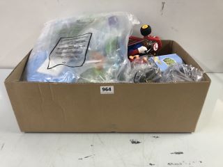 BOX OF ASSORTED ITEMS INC SUPER MARIO RC CAR