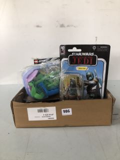 BOX OF ASSORTED ITEMS INC KENNER STAR WARS RETURN OF THE JEDI BOBA FETT FIGURE