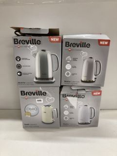 4 X BREVILLE KETTLES INC SELECTA COLLECTION TEMPERATURE SELECT KETTLE