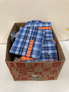 BOX OF ASSORTED CLOTHES INC BLUE CHECKERED BUTTON UP SHIRT