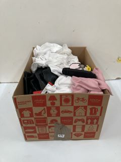 BOX OF ASSORTED CLOTHES INC HILARY RADLEY LEATHER TROUSERS