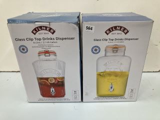 2 X KILNER CLIP TOP DRINKS DISPENSER