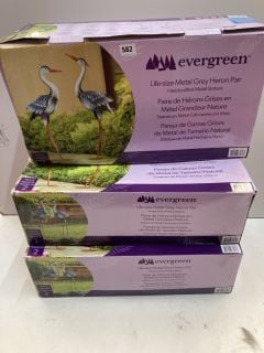 3 X EVERGREEN LIFE SIZE METAL GREY HERON