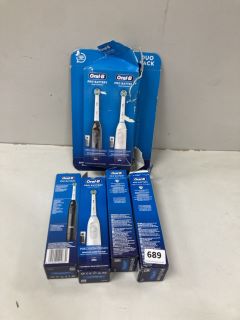 5 X ORAL B ITEMS INC PRO BATTERY ELECTRIC TOOTHBRUSH