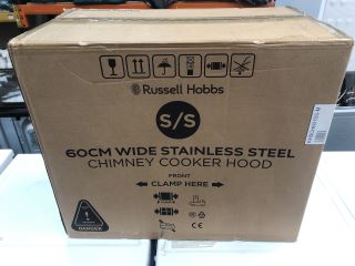 RUSSELL HOBBS 60CM WIDE STAINLESS STEEL CHIMNEY COOKER HOOD MODEL NO: RHSCH601SS-M