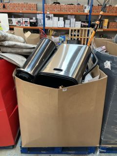 PALLET OF ITEMS INC METAL BIN & AIR RAM VACUUM