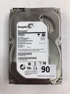 SEAGATE BARRACUDA 2000GB HARD DRIVE IN SILVER. (UNIT ONLY)  [JPTN40272]