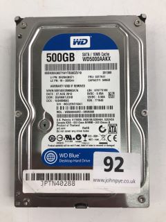 WD BLUE 500GB HDD IN SILVER. (UNIT ONLY)  [JPTN40288]