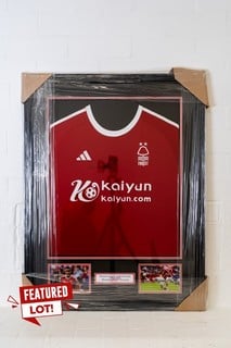 One of Nottingham Forest's in demand stars - Murillo. 2023-24 home shirt, signed and framed Certificate of Authenticity included. NO Buyer's Premium or VAT is chargeable on this lot ( Guide Price £20