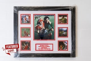 Nottingham Forest FC Double European Cup Winners  Framed Montage hand signed by Peter Shilton and John Robertson . No Buyer's Premium or VAT is chargeable on this lot  ( Guide price £50-£150)