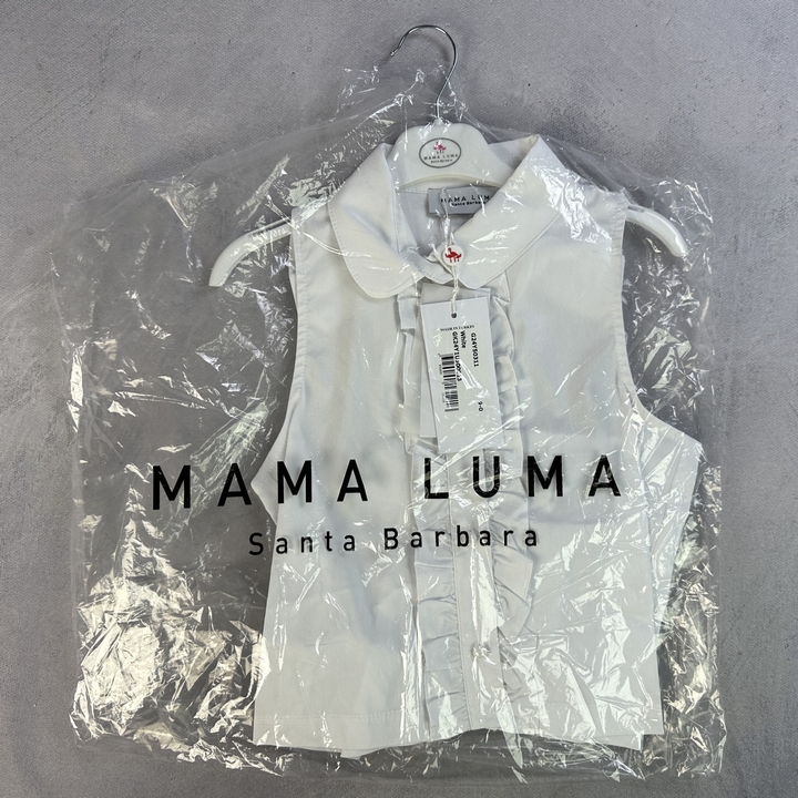 Mama Luma Girls Sleeveless Collar Blouse In White - Size  9-10 Y