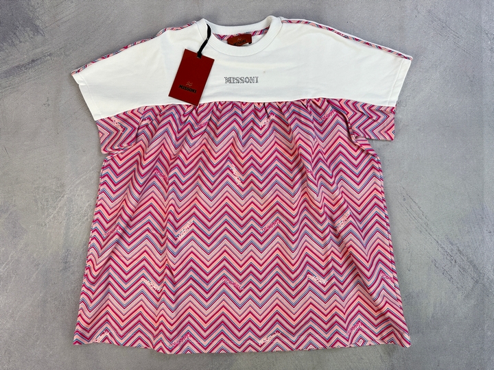 Missoni Girls Zigzag Jersey Dress In Pink - Size 6 Y