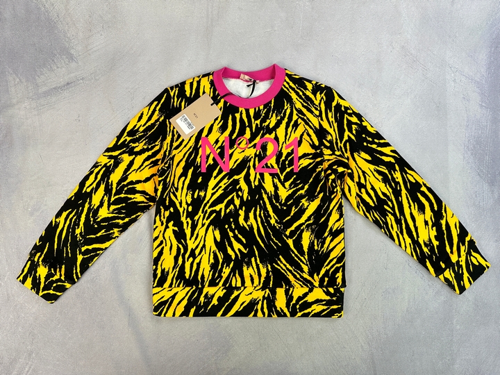 N°21 Girls Yellow Cotton Tiger Print Sweater - Size 10 Years