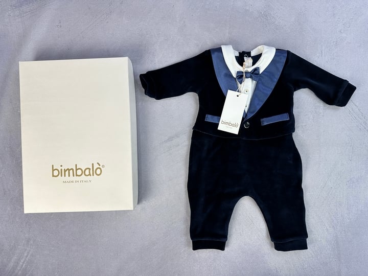Bimbalo Baby Boys Romper- Velour Suit Romper - Size 1 Months