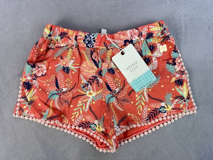 Carrement Beau Girls Dress - Apricot Tropical Print Shorts - Size 5 Years
