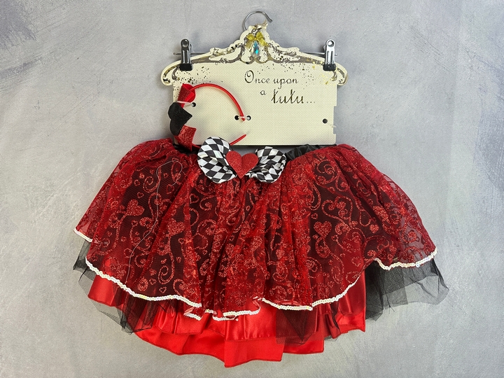 Dress Up By Design Girls Queen Of Hearts Tutu With Headband Set - Size 12 Years) M/L