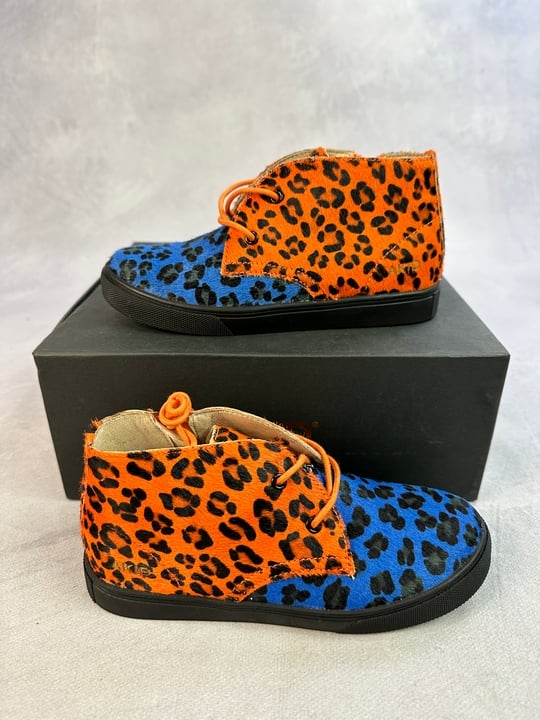 Akid Leopard Pony Hair Knight Shoes - Size 33 UK1