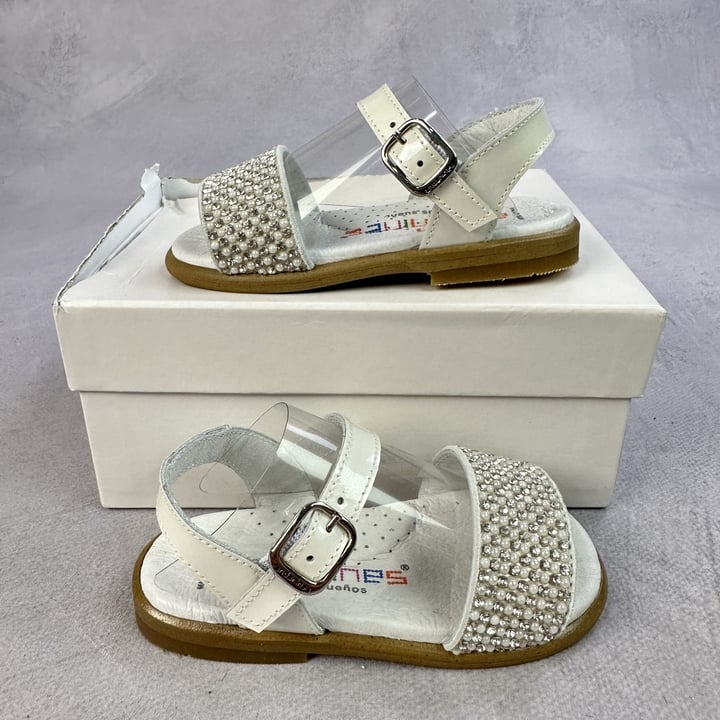 Andanines Girls White Diamante Sandals - Size 4(20)