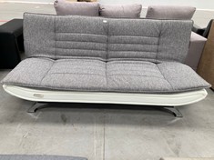 3 SEATER SOFA BED GREY AND WHITE (BROKEN FRONT).