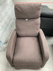 BROWN FABRIC FOLDING ARMCHAIR .