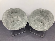 2 X GREY LOUNGE CHAIR .